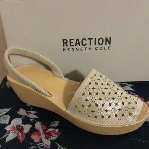 Champagne Fine Glass Wedge Sandal w/ Backstrap